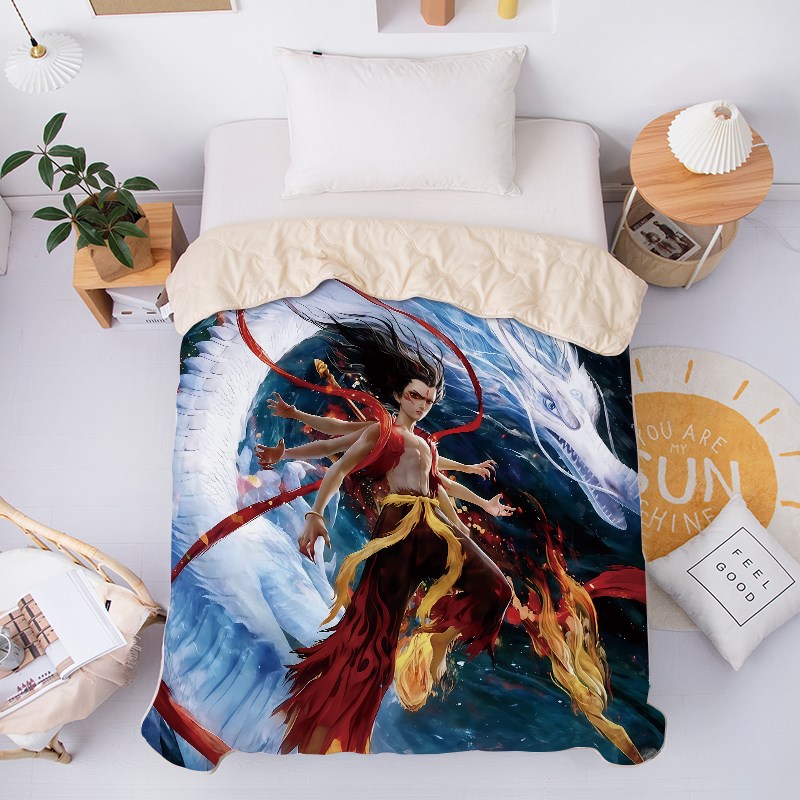 卡通儿童哪吒夏凉被夏季学生宿舍单人午睡空调被薄被子被芯春秋被