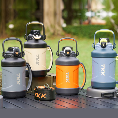 TKK大容量316不锈钢真空保温壶 家用户外运动保温便携泡茶双饮杯
