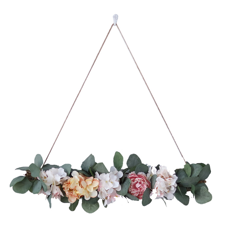 森系chic小清新尤加利叶绣球墙壁装饰花干花仿真花假花绢花挂墙上