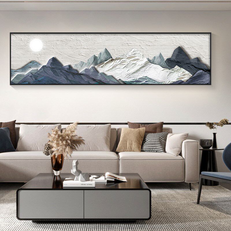 侘寂风背靠山客厅饰画肌理电视沙发背景墙挂画级感大气壁画