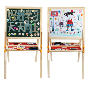 实木儿童画板画架小黑板升降支架式家用磁性画画装写字板