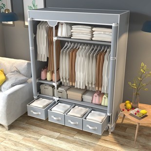 家用卧室布宿舍布艺加粗实耐用经济型出租房组装衣橱