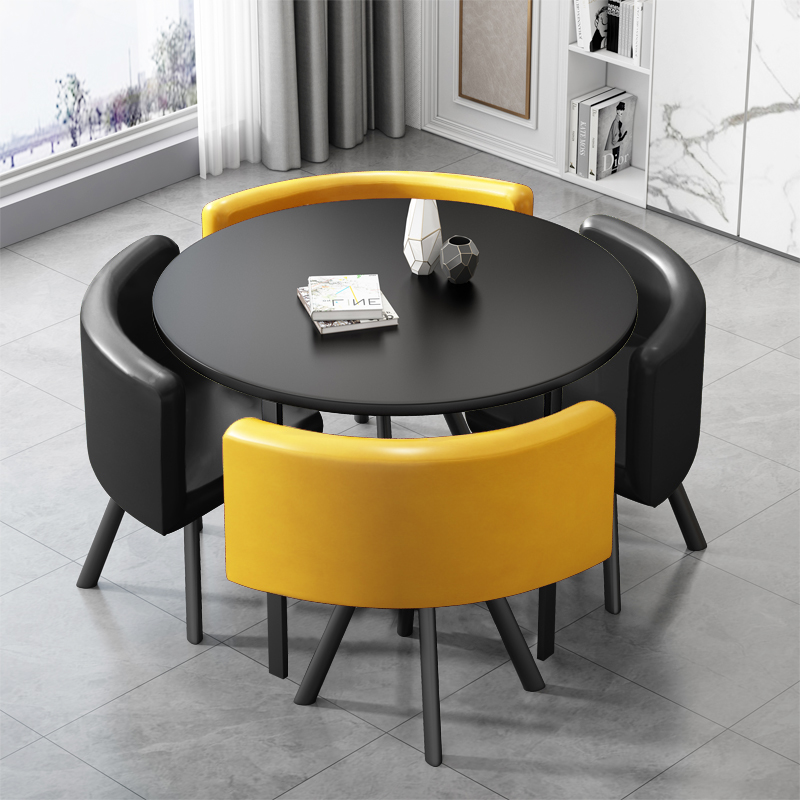 现代餐桌家用吃饭桌子会客圆桌休闲洽谈接待桌椅小圆桌