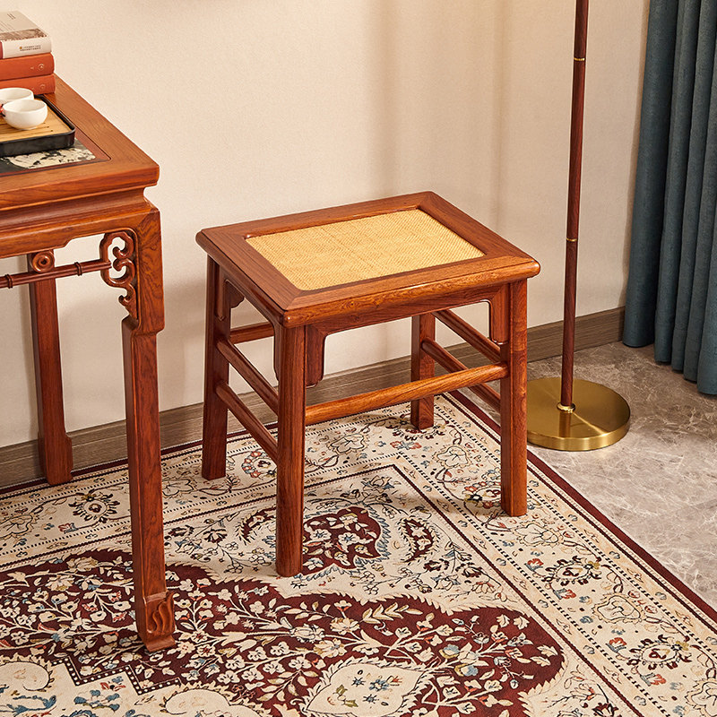 蕴秀阁缅甸梨方凳明式家具家用大果紫檀茶桌王世襄杌凳,住宅家具,红木椅凳,淘宝优惠券,粉丝福利购,淘宝优惠卷