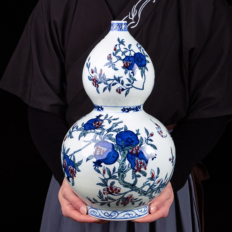 新青瓷葫芦瓶瓶客厅插玄关酒柜电视柜工艺