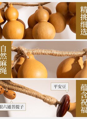天然葫芦五帝钱门对门挂件真葫芦客厅入户门口葫芦串挂饰壁饰