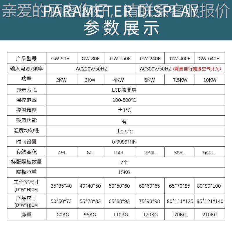 恩恒谊 G-W0E高温试验箱工业老5化箱实验室烘箱干燥GW-50E箱烤箱