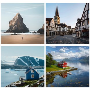 湖泊大海风景森林旅行公路挂画客厅走廊过道墙画酒店房间壁画