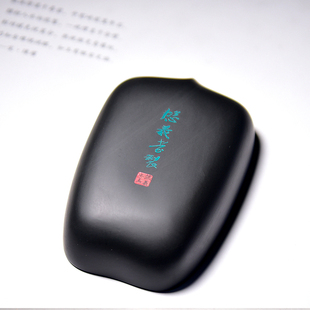 国家非遗砚台 名师作品精品纯手工歙砚抄经砚台小楷砚掌中把玩莲