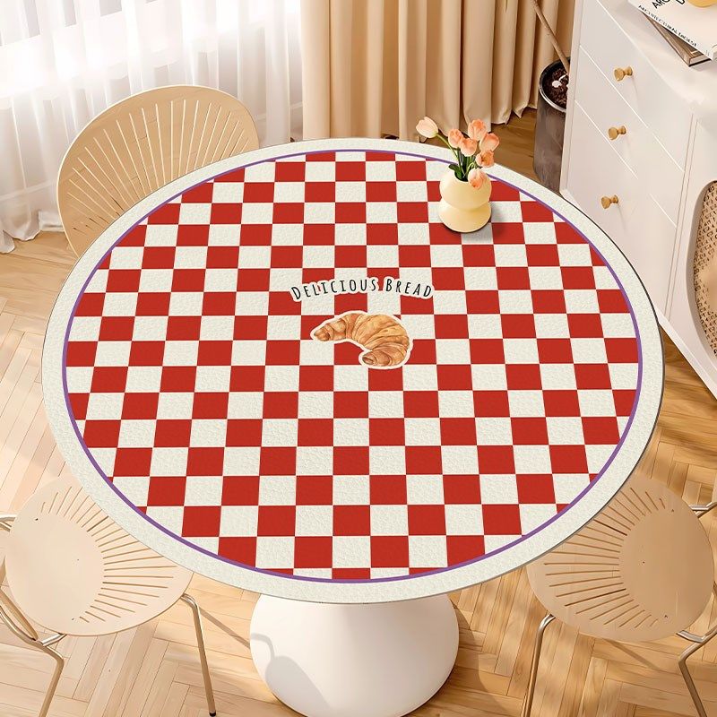 棋盘格皮革圆桌垫防水防油免洗硅胶桌布桌面圆形餐桌垫子茶几台布,居家布艺,桌布,淘宝优惠券,粉丝福利购,淘宝优惠卷