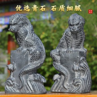 石雕石头青石吸水兽镇水兽家用水池鱼塘景观造景石蚣蝮避水兽