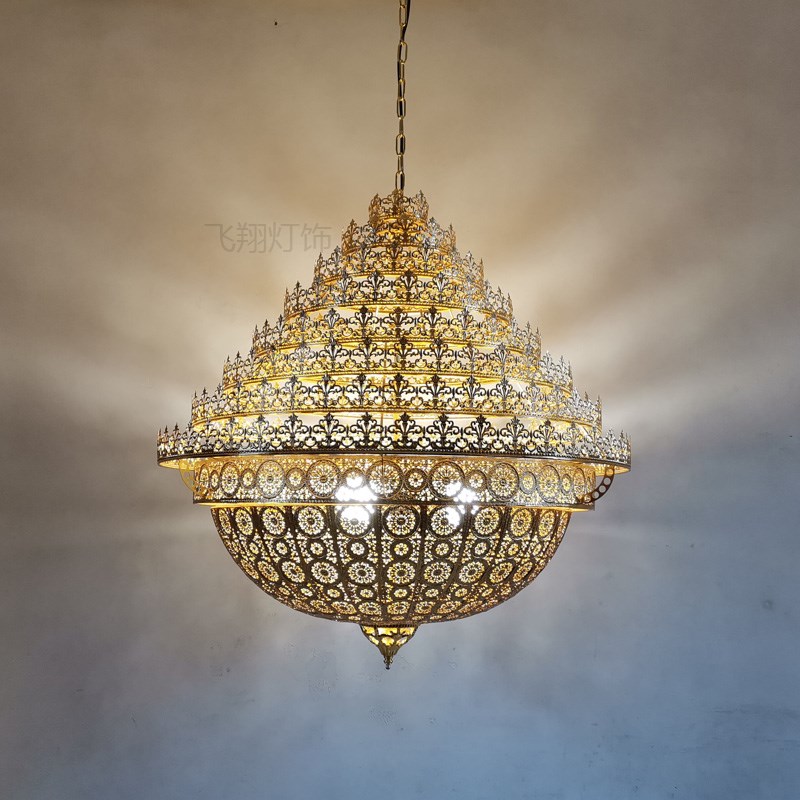 异丽东南亚风格楼梯铁艺吊灯泰国复古怀旧工业风客厅泰式灯饰