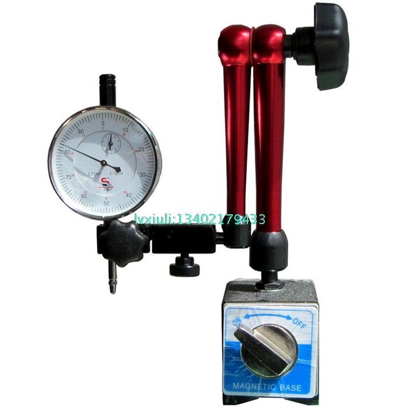 上测全红款万向磁性表座磁力表坐+上测百分表mm 装更实惠