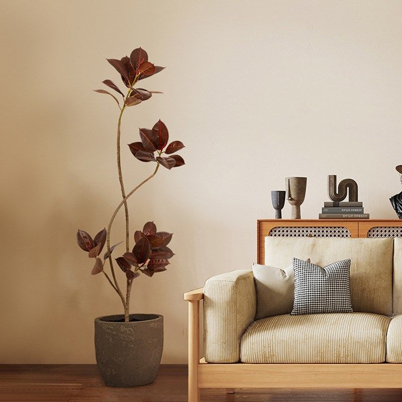 大型电视柜旁边落地绿植黑金刚仿真沙发旁假树装饰盆景,家居饰品,落地摆件,淘宝优惠券,粉丝福利购,淘宝优惠卷