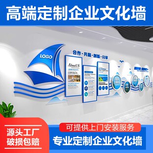 端企业办公室装饰布置背景设计公司进门形象墙