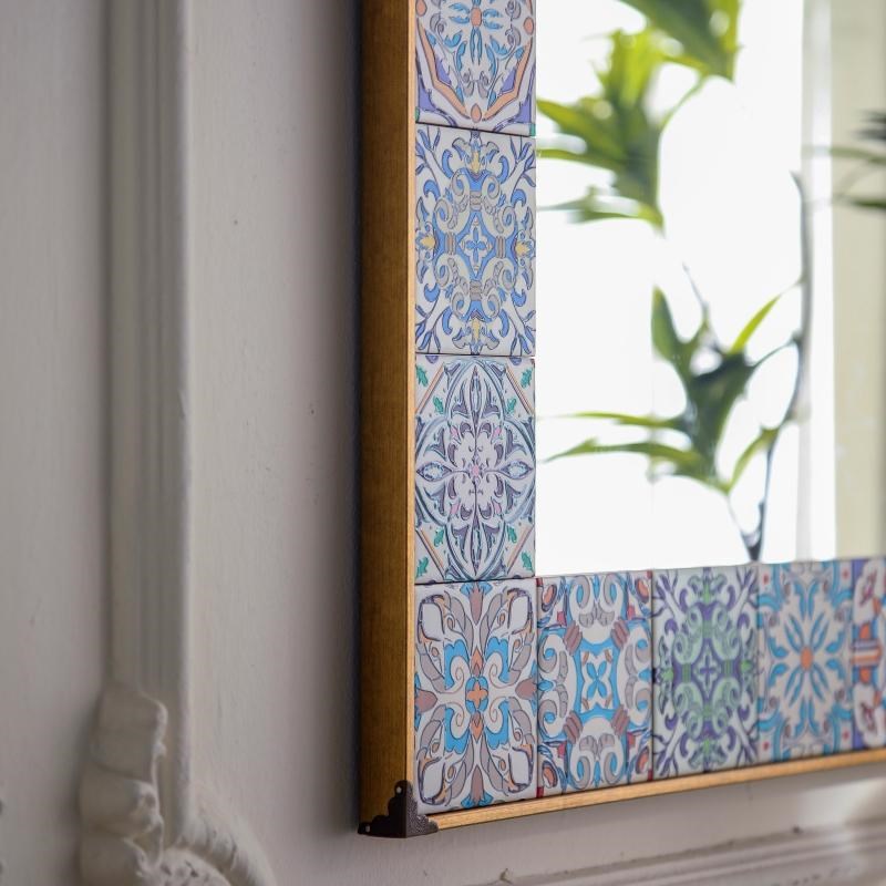 弥录丨摩洛哥风手工马赛克花砖边框装饰镜浴室镜化妆镜悬挂式镜子