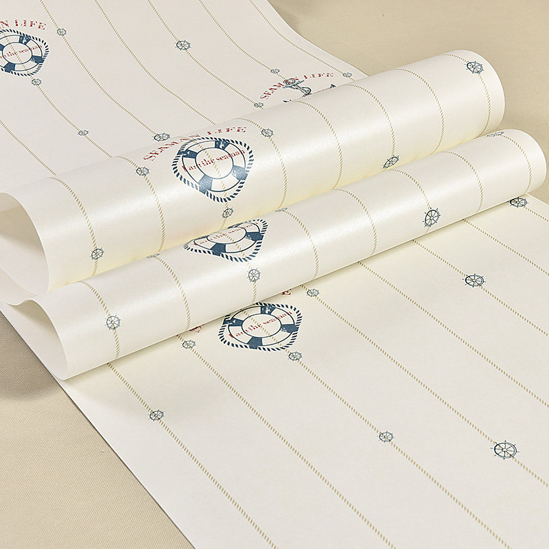 壁纸自粘温馨时尚卡通帆船地中海条纹环保儿童房装饰壁纸铝膜底,家装主材,自贴墙纸/自粘墙纸,淘宝优惠券,粉丝福利购,淘宝优惠卷