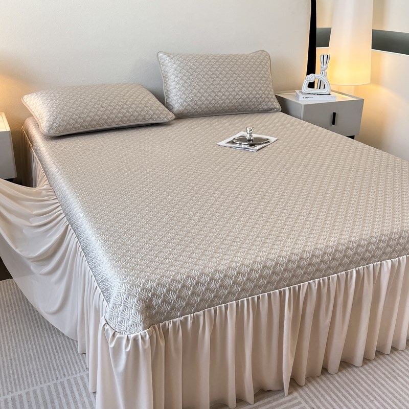 20新款夏季凉席冰丝席可机洗三件床裙款夏天空调软席子1.m床