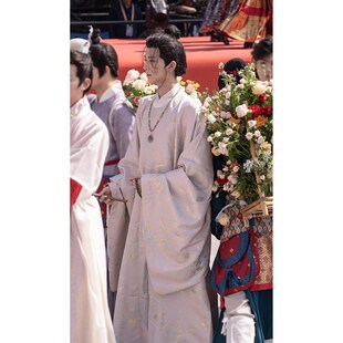 明圆领袍男女款 惜物国风 c明制汉服织金暗纹提花竹叶花鸟平摆大袖