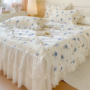 夏季 A类冰丝g乳胶凉席三件套夏凉被四件套公主风可机洗空调席床裙