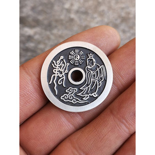 35mm 山鬼背太上老君 花钱 压胜钱 吊坠挂件石雀金工 纯银花钱