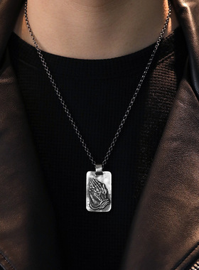 复古祈祷之手无事牌男上帝之手项