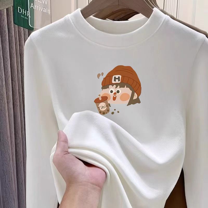 双面德绒长袖T恤圆领秋冬季新款