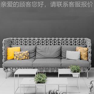 北外欧户藤编沙发酒店民宿艺休术创阳意台三藤编三件件套闲藤椅组