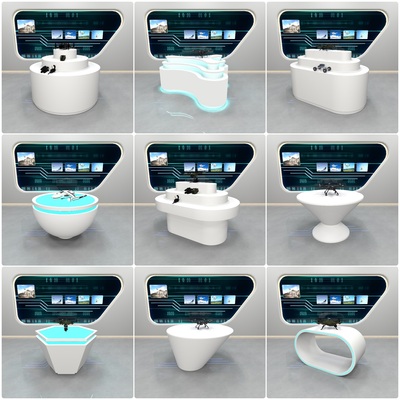 定制商用展台异形展示柜发光中岛柜企业展厅展示台圆形商品陈列台