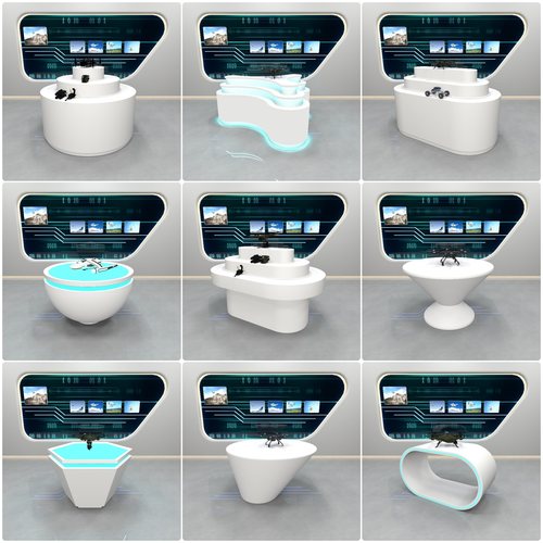 定制商用展台异形展示柜发光中岛柜企业展厅展示台圆形商品陈列台