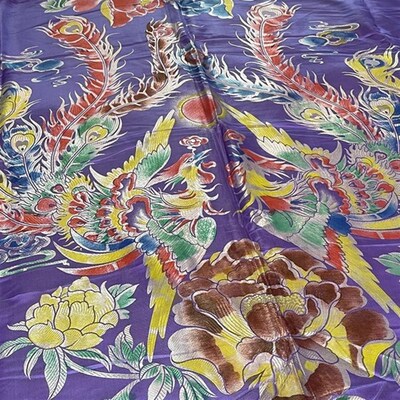 优选年代老式复古真丝十二彩软缎被面面料1O00桑蚕丝中国民族.