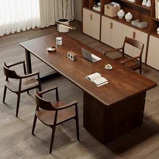 南美黑胡桃木书桌带抽实木办公桌去客厅化大长桌子家用书房书画桌