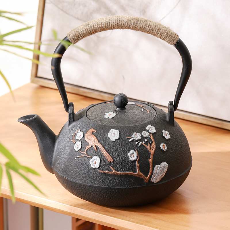 日式铸铁壶生铁烧水泡茶壶明火煮茶壶碳火煮茶炉铁茶壶围炉煮茶