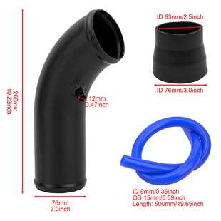 汽车改装 76MM冬菇头空滤铝管 通用发动机铝合金弯管进气管3inch