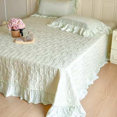 韩版公主风兰精天丝夏被床盖四件套荷叶花边刺绣清凉夏日床品