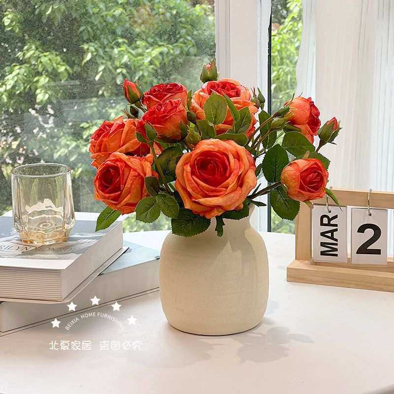 玫瑰花仿真花仿真花束北夏假花客厅餐桌家居房间摆设婚庆装饰花艺