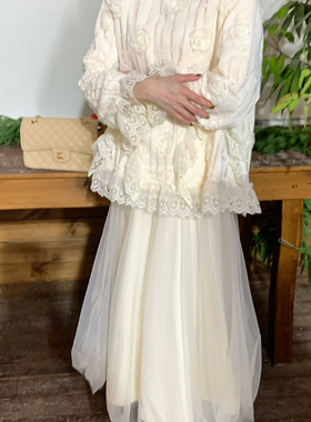 FEIMAO（YIMAO）-款花朵提花毛衣复古艺术生穿搭慵懒高级感针织小