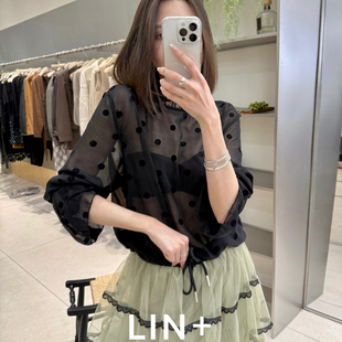 只卖小衫 微透纯欲小女人小衫 CH672 新波点木耳边气质法式 LIN