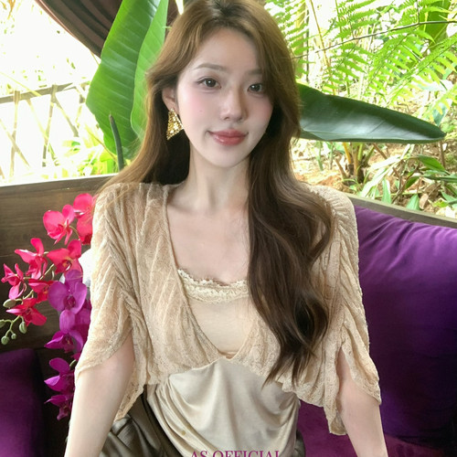 AS OFFICIAL-新客订天花板娇娇矜贵感～法式蕾丝提花收腰小衫2863