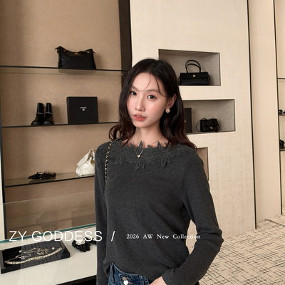 ZY GODDESS-肩穿气质宽松显瘦保暖毛衣）(只卖上衣)C2256