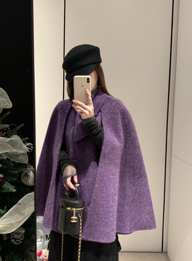 拿铁-显贵～气场全开马甲式设计款不挑人斗篷羊毛外套（含69.4羊