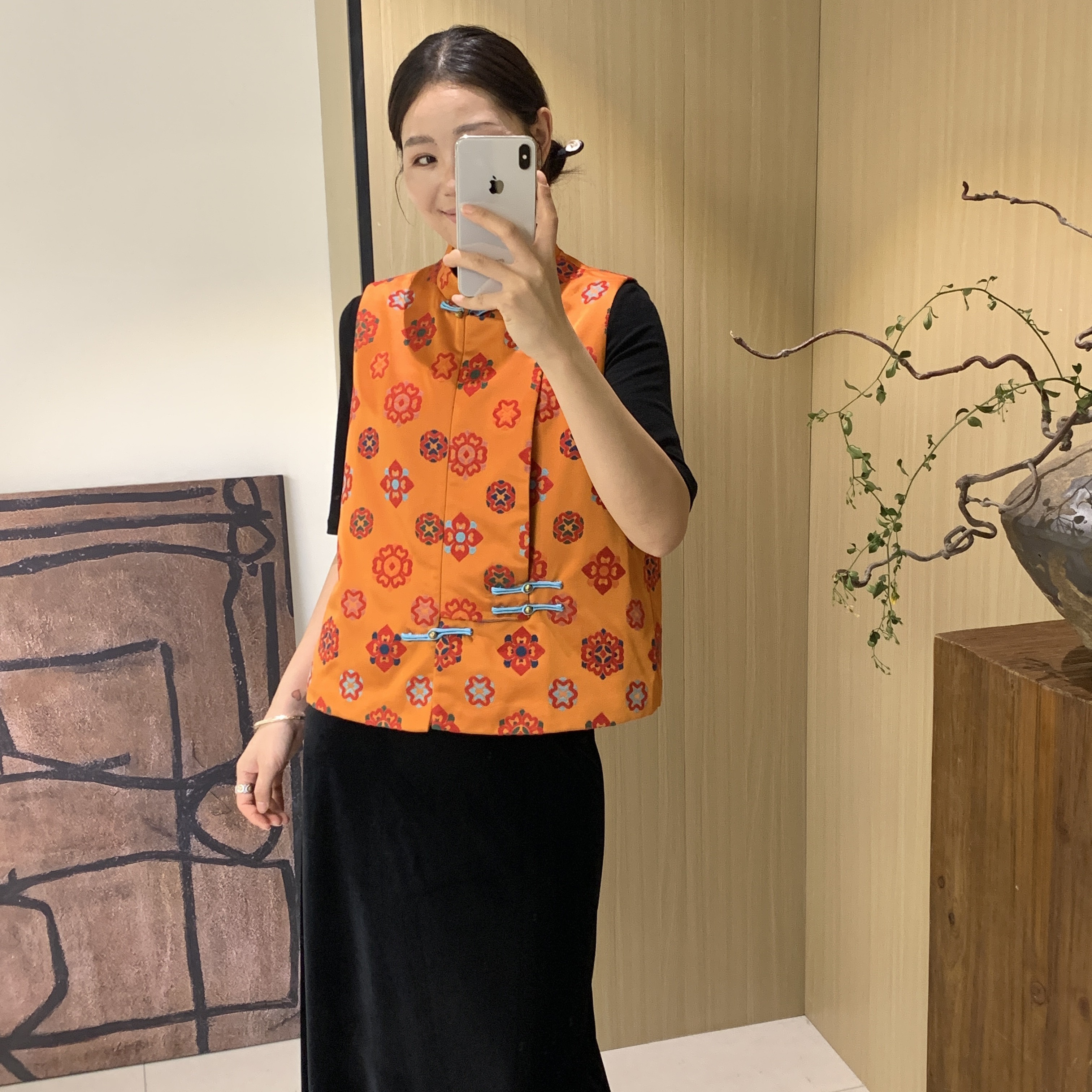 良之可国风新中式季新品新中式国风盘扣刺绣人丝马甲（含20真丝）