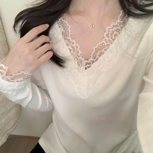 TOMORROW-天花板～女人味十足蕾丝鸡心领掐腰上衣打底衫(26年早春