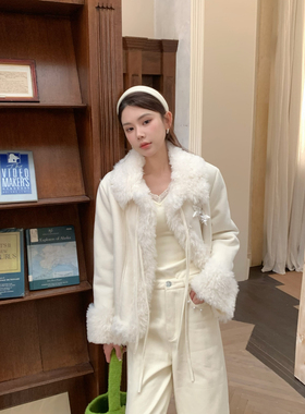 FEIMAO（YIMAO）-色机车服仿羊羔毛冬新款加绒短款毛毛绒加厚短外