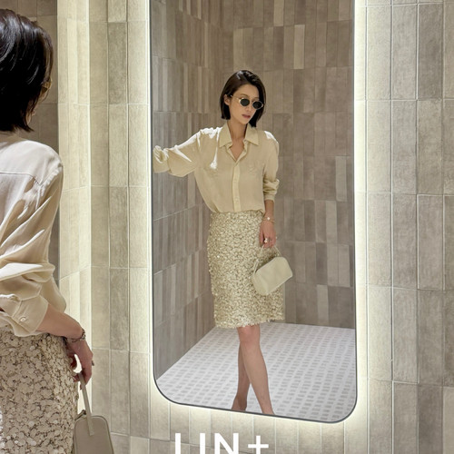 LIN+  -新～100人丝静奢立体绣花钉珠复古浪漫气质小衫LJ2602D206