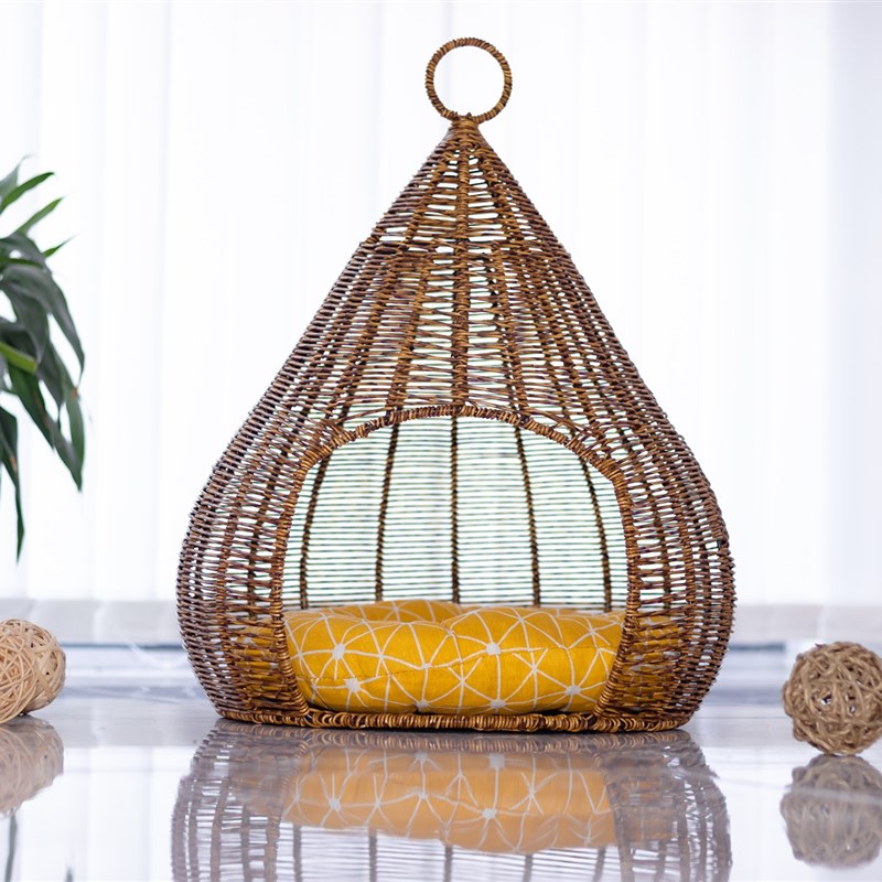 藤编手工编织猫狗宠物窝透气环保四季可用可冲洗猫咪猫床房吊篮床