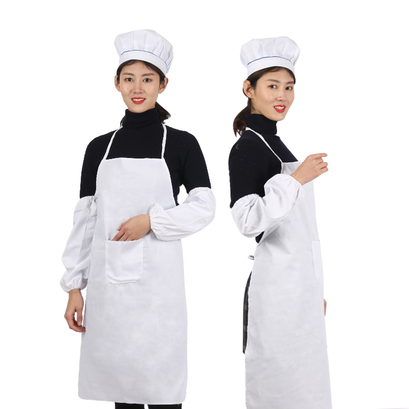 优选白围裙套袖厨师帽套装印字定制Blogo厨房食堂饭店食品厂工作.