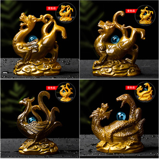 饰四大神兽青龙白虎朱雀玄武 创意精品茶盘摆件变色茶宠茶玩家居装