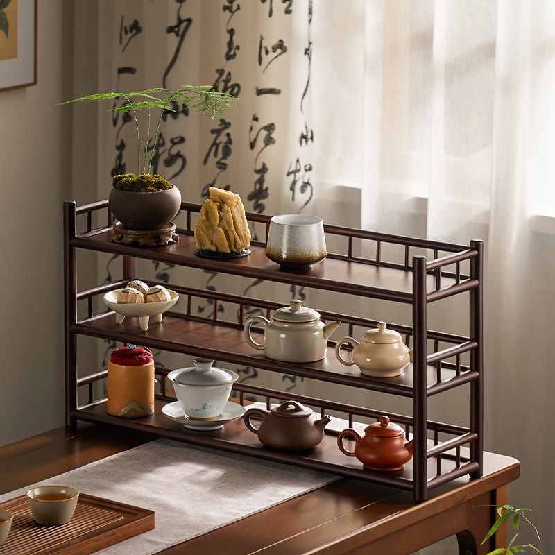 桌面茶壶架茶具收纳置物架茶台面博古架新中式茶杯架子茶叶展示柜,住宅家具,多宝格/博古架,淘宝优惠券,粉丝福利购,淘宝优惠卷