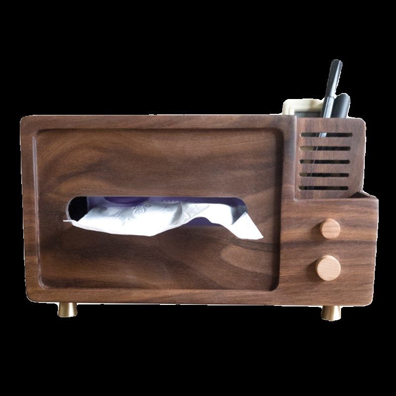 黑胡桃纸巾盒实木创意复古客厅多功能放遥控器收纳茶几桌面抽纸盒,收纳整理,纸巾盒,淘宝优惠券,粉丝福利购,淘宝优惠卷